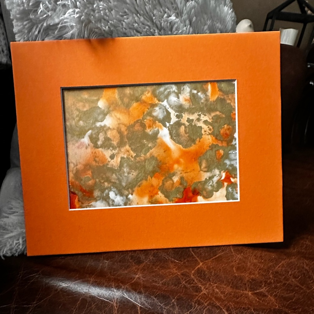 Hand crafted original alcohol ink orange wall decor painting